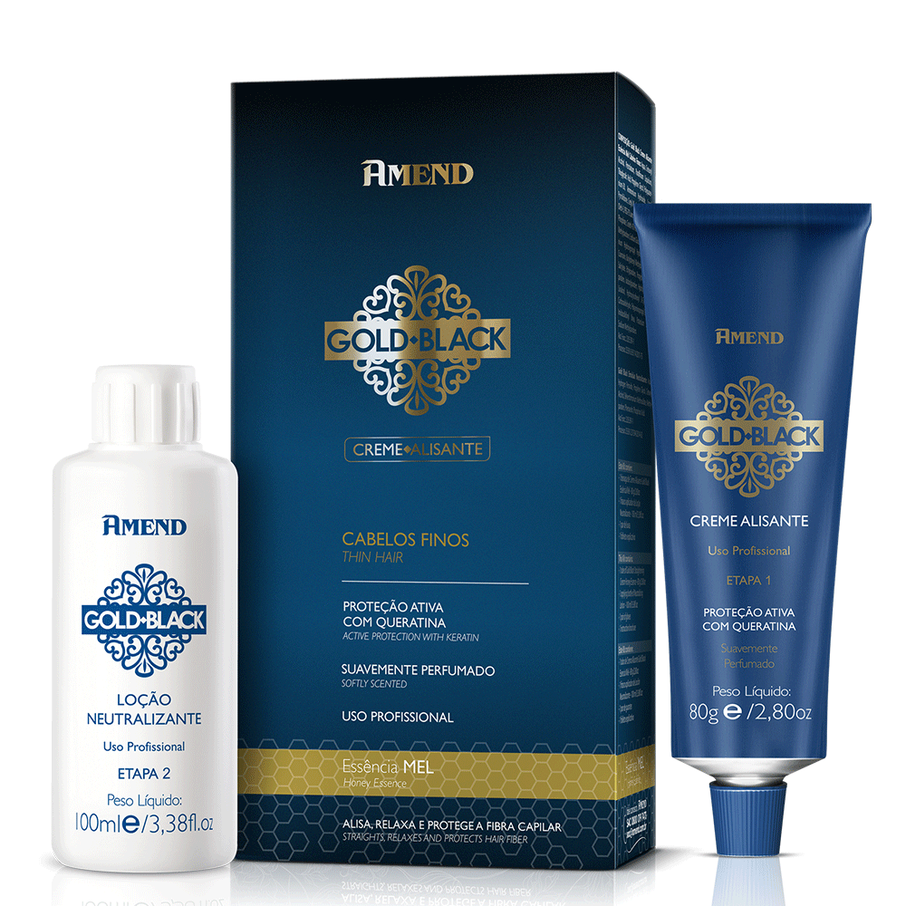 Kit Creme Alisante Amend Gold Black Mel